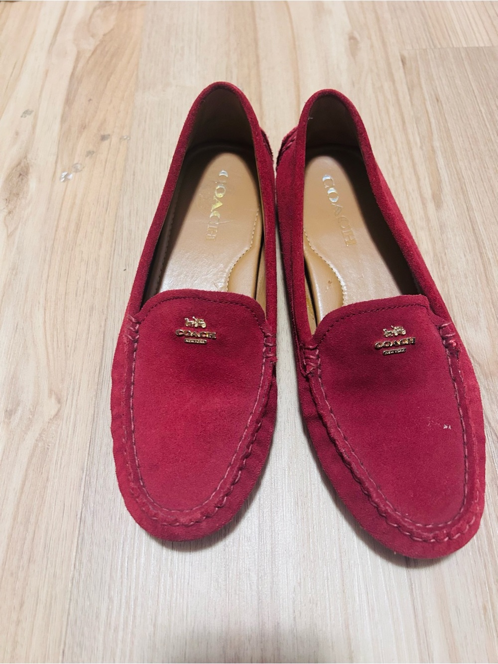 vintage Coach Amber red suede driving loafers 7.5